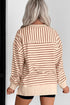 Striped V Notch Drop Shoulder Ribbed Band Sweatshirt