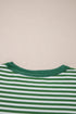 Striped Waffle Knit Contrast Sleeve Pullover Top