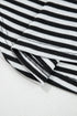 Striped Waffle Knit Contrast Sleeve Pullover Top
