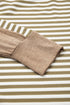 Striped Waffle Knit Contrast Sleeve Pullover Top