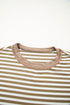 Striped Waffle Knit Contrast Sleeve Pullover Top