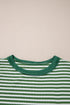 Striped Waffle Knit Contrast Sleeve Pullover Top