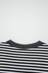 Striped Waffle Knit Contrast Sleeve Pullover Top