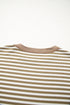 Striped Waffle Knit Contrast Sleeve Pullover Top