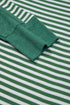 Striped Waffle Knit Contrast Sleeve Pullover Top