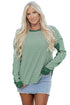 Striped Waffle Knit Contrast Sleeve Pullover Top