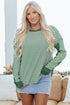 Striped Waffle Knit Contrast Sleeve Pullover Top