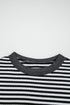 Striped Waffle Knit Contrast Sleeve Pullover Top