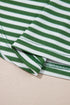 Striped Waffle Knit Contrast Sleeve Pullover Top
