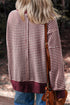 Striped Waffle Knit Drop Shoulder Oversized Top