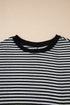 Striped Waffle Knit Drop Shoulder Oversized Top