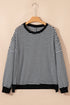 Striped Waffle Knit Drop Shoulder Oversized Top