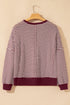 Striped Waffle Knit Drop Shoulder Oversized Top