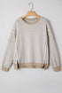 Striped Waffle Knit Drop Shoulder Oversized Top