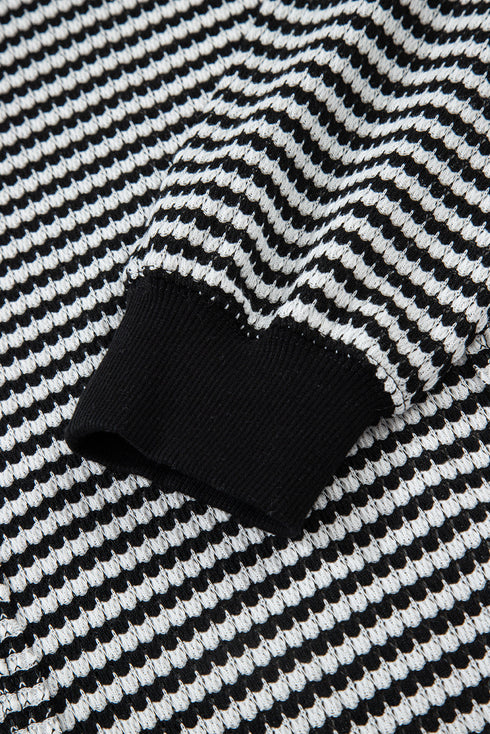 Striped Waffle Knit Drop Shoulder Oversized Top