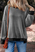 Striped Waffle Knit Drop Shoulder Oversized Top