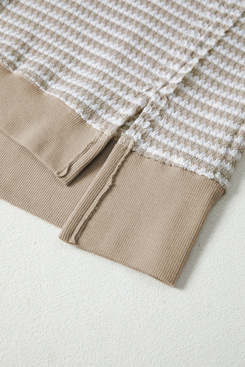 Striped Waffle Knit Drop Shoulder Oversized Top