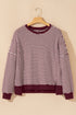 Striped Waffle Knit Drop Shoulder Oversized Top
