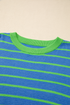 Striped Waffle Knit Long Sleeve Crew Neck Pullover Top