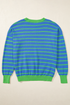 Striped Waffle Knit Long Sleeve Crew Neck Pullover Top