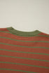 Striped Waffle Knit Long Sleeve Crew Neck Pullover Top