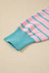 Striped Waffle Knit Long Sleeve Crew Neck Pullover Top