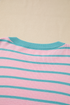 Striped Waffle Knit Long Sleeve Crew Neck Pullover Top