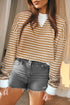 Striped Waffle Knit Long Sleeve Pullover Top