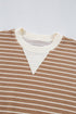 Striped Waffle Knit Long Sleeve Pullover Top