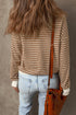 Striped Waffle Knit Long Sleeve Pullover Top