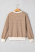 Striped Waffle Knit Long Sleeve Pullover Top
