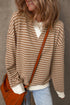 Striped Waffle Knit Long Sleeve Pullover Top