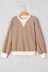 Striped Waffle Knit Long Sleeve Pullover Top