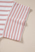 Striped Waffle Knit Pocketed Half Sleeve Plus Size Tee