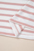 Striped Waffle Knit Pocketed Half Sleeve Plus Size Tee