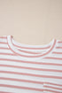 Striped Waffle Knit Pocketed Half Sleeve Plus Size Tee