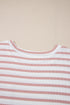 Striped Waffle Knit Pocketed Half Sleeve Plus Size Tee