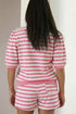 Striped Waffle Knit Puff Sleeve Matching Short Sets