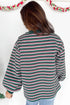 Striped Waffle Knit Round Neck Long Sleeve Sweatshirt