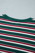 Striped Waffle Knit Round Neck Long Sleeve Sweatshirt