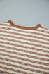 Striped Waffle Knit Round Neck Long Sleeve Top
