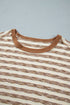 Striped Waffle Knit Round Neck Long Sleeve Top