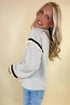 Striped Waffle Knit Ruffle Trim Long Sleeve Top