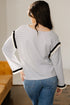 Striped Waffle Knit Ruffle Trim Long Sleeve Top