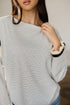 Striped Waffle Knit Ruffle Trim Long Sleeve Top