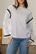 Striped Waffle Knit Ruffle Trim Long Sleeve Top