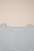 Striped Waffle Knit Ruffle Trim Long Sleeve Top