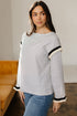 Striped Waffle Knit Ruffle Trim Long Sleeve Top