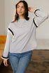 Striped Waffle Knit Ruffle Trim Long Sleeve Top