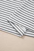 Striped Waffle Knit Ruffle Trim Long Sleeve Top